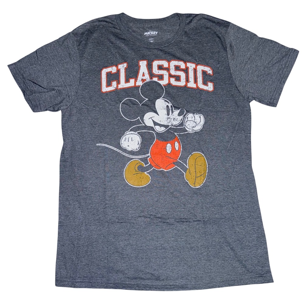 Disney Mickey Mouse Classic Graphic T-Shirt Mens M Gray Heather Short Sleeve